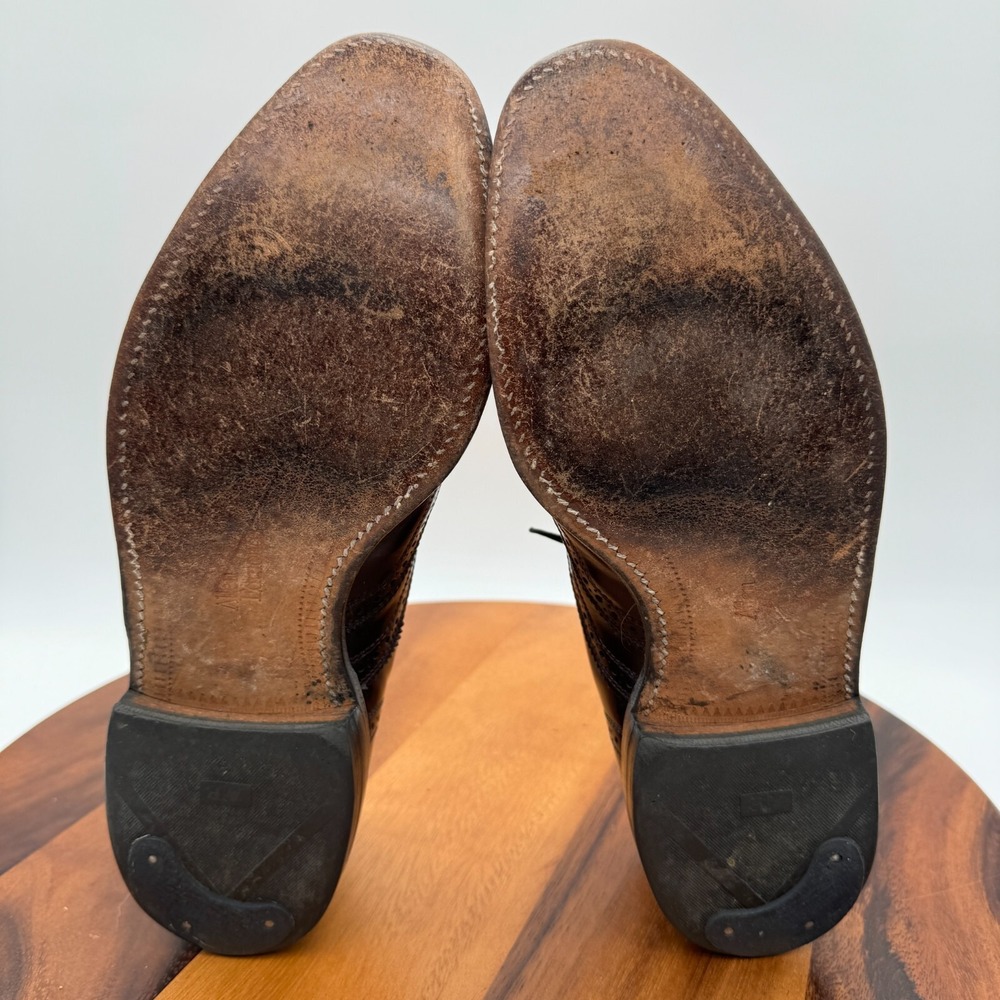Allen Edmonds Lloyd Shoes Mens 9 B Brown Leather Wingtip Oxford Dress Casual - Picture 8 of 11